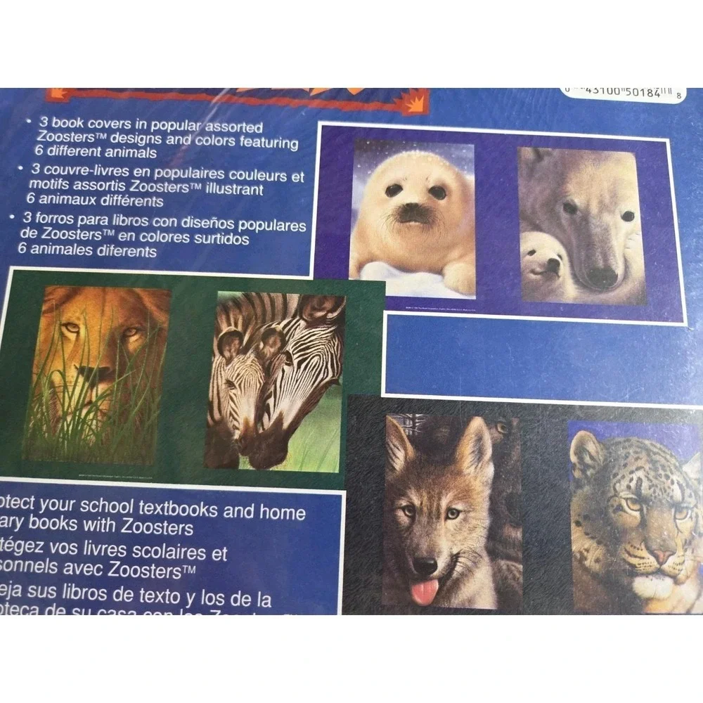 Vintage Book Covers School Text Book Covers Mead Zoosters Animals Retro NOS 90's